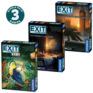EXIT Game 3 Pack Bundle - EXIT: Kids - Jungle of RIddles | EXIT: The Professor's Last Riddle | EXIT: The Disappearance of Sherlock Holmes
