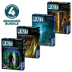 EXIT: The Game, Beginner Bundle. Four-Pack: The Haunted Roller Coaster, The Sunken Treasure, The Mysterious Museum, and The House of Riddles