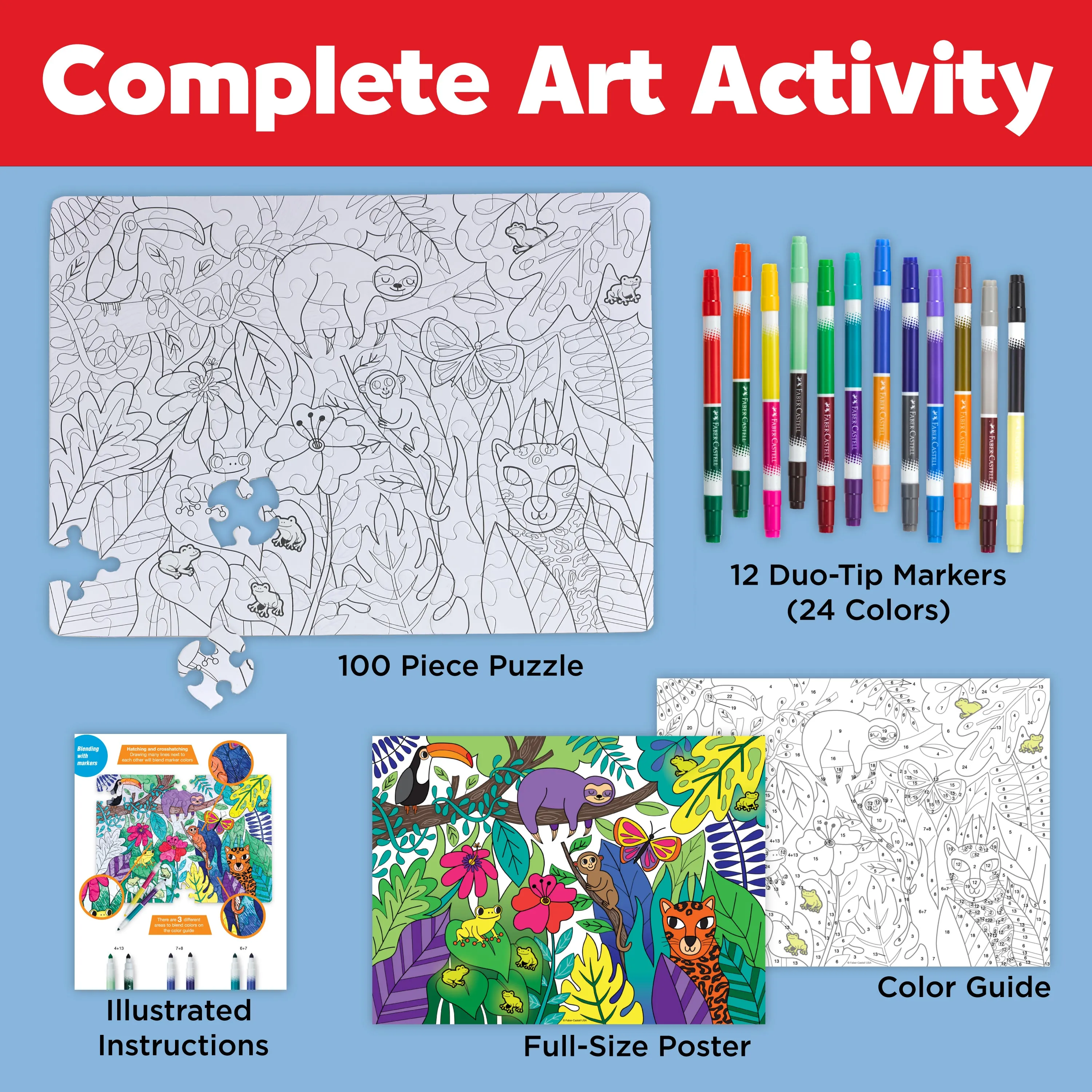 Faber-Castell Jungle Animals Color by Number Puzzle - 100 pc