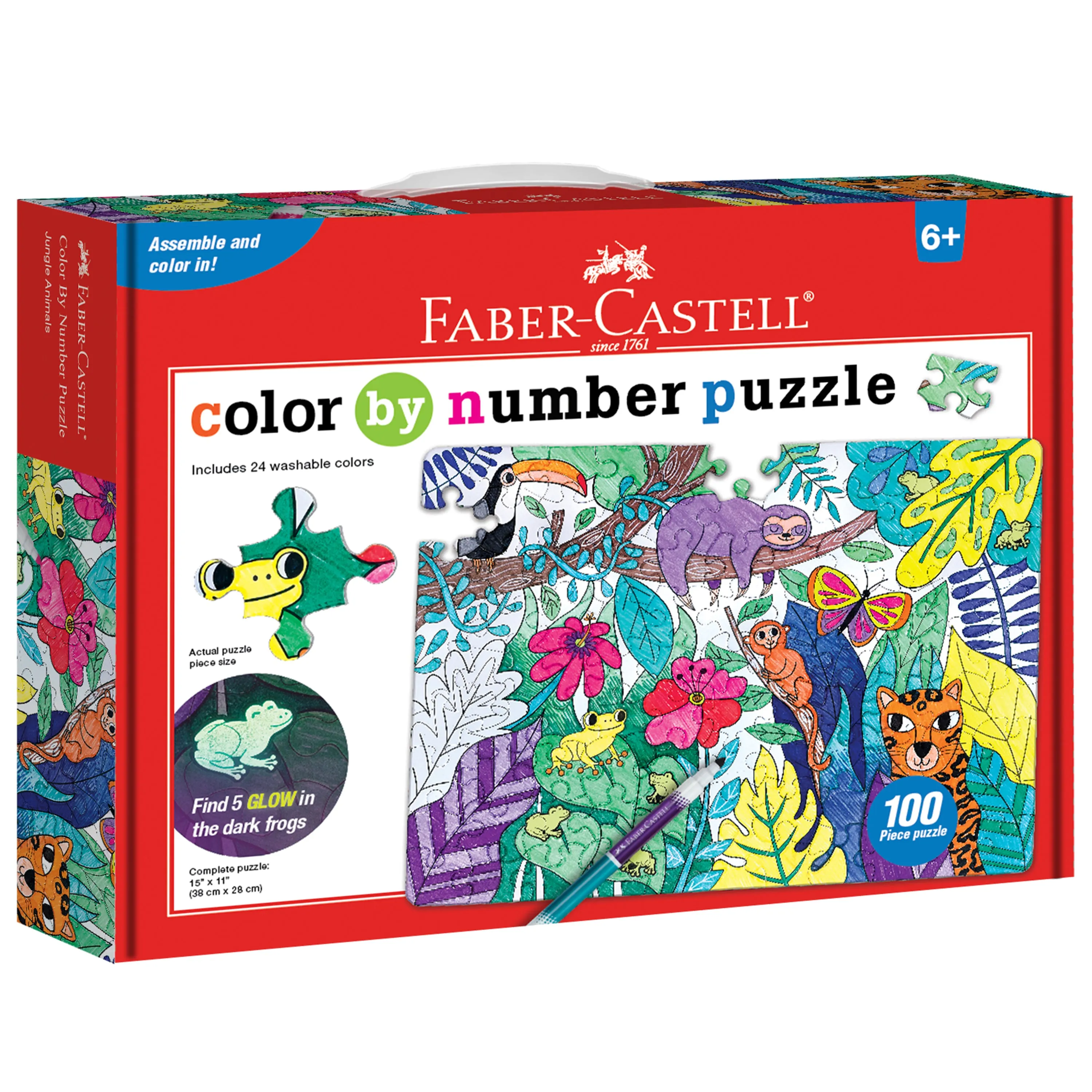 Faber-Castell Jungle Animals Color by Number Puzzle - 100 pc