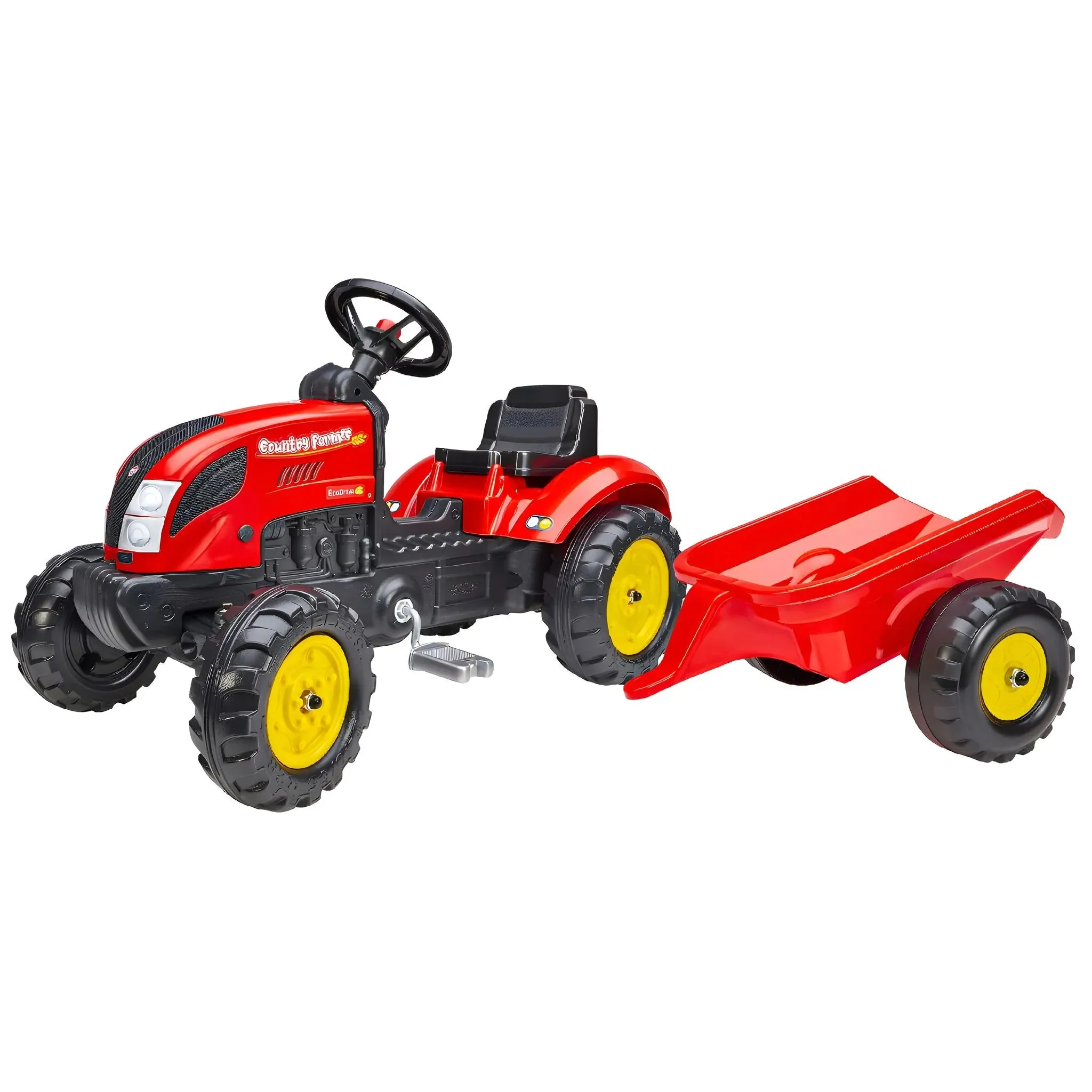 Falk Red Garden Master Tractor Ride-on with Trailer 2/5