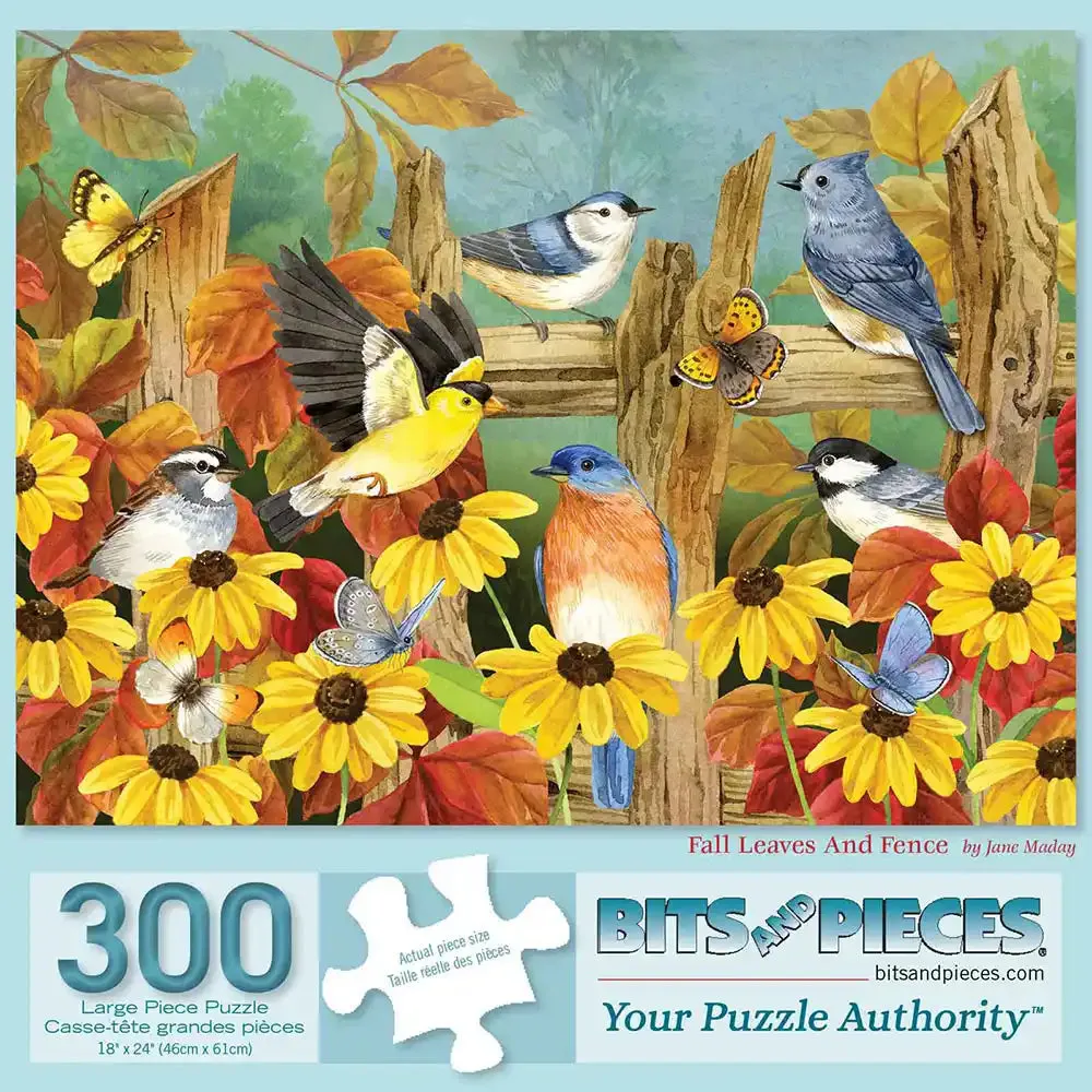 Fall Leaves And Fence Jigsaw Puzzle Bits and Pieces