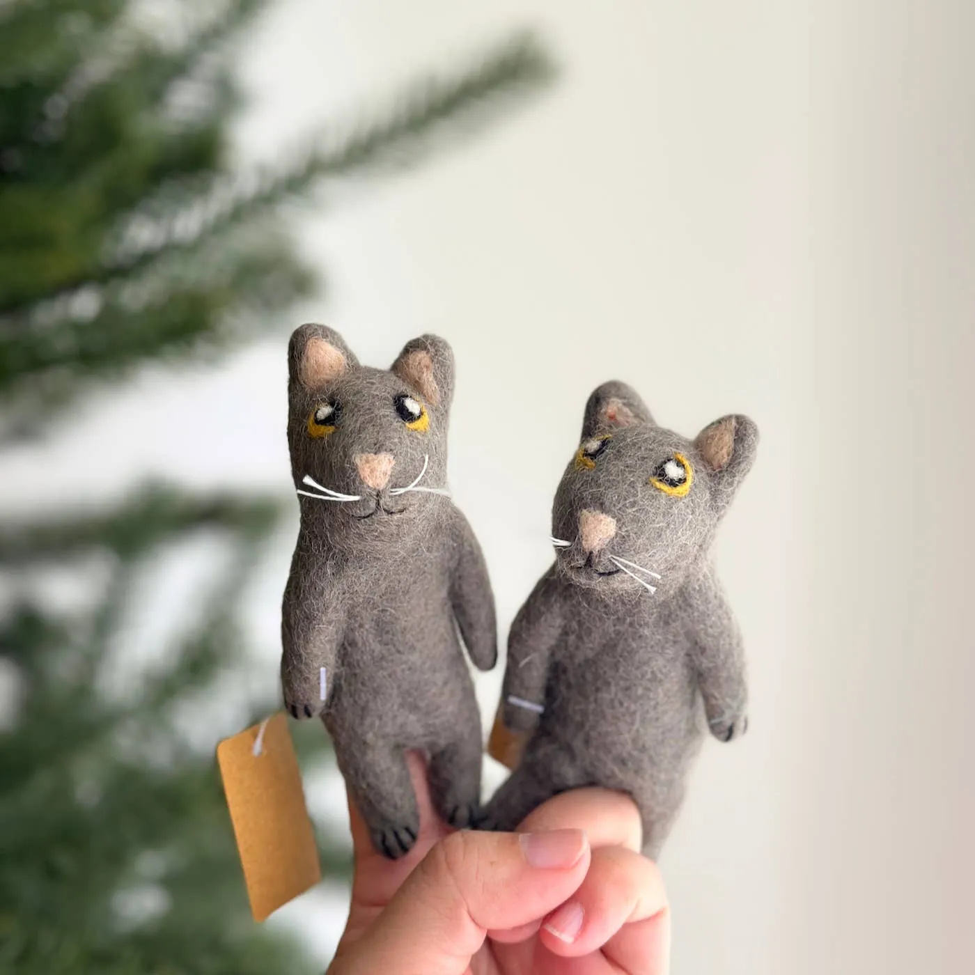 Felt Gray Cat Finger Puppet Odin Parker