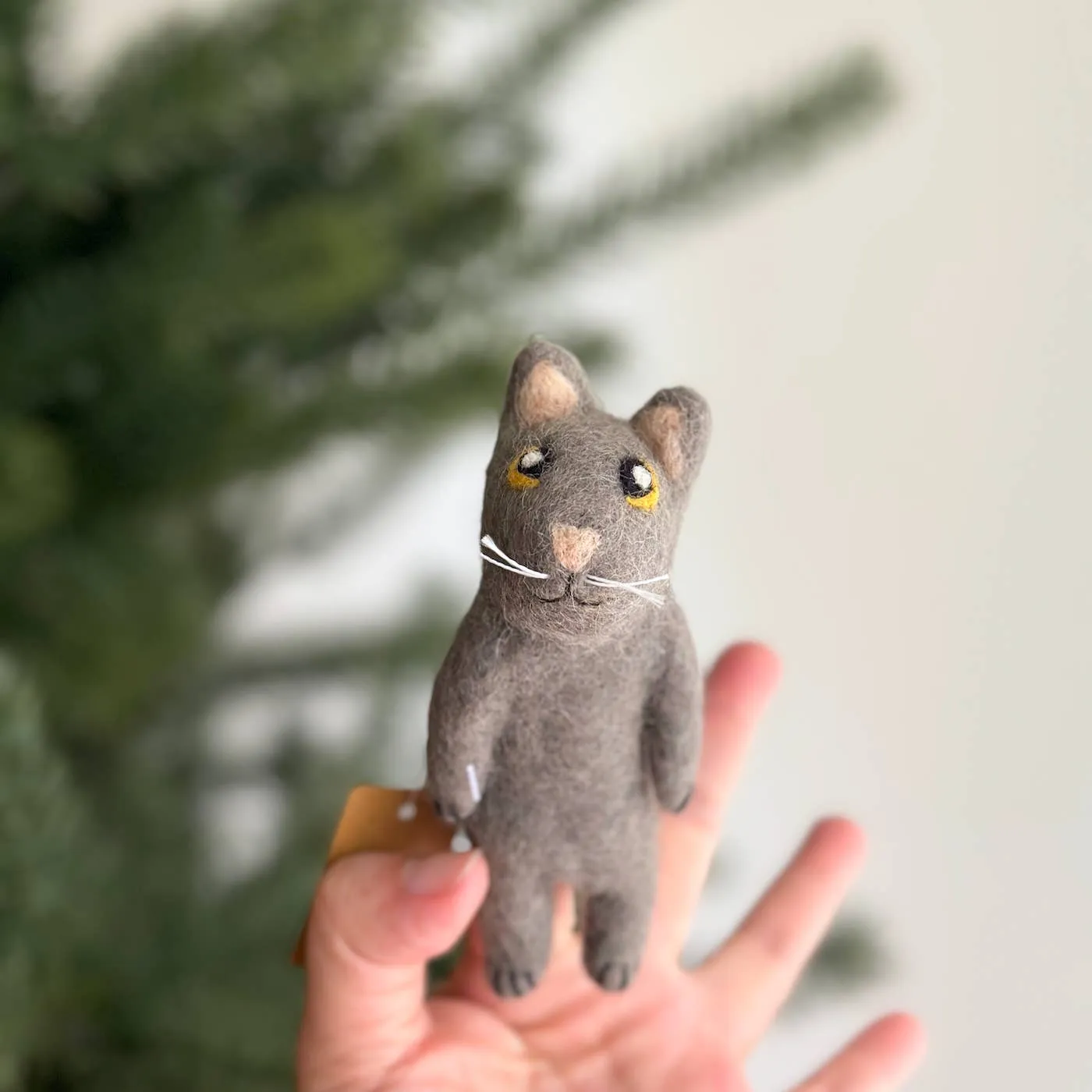 Felt Gray Cat Finger Puppet Odin Parker