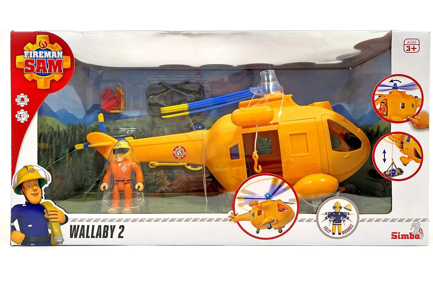 Fireman Sam Large Helicopter Wallaby II with Action Figure