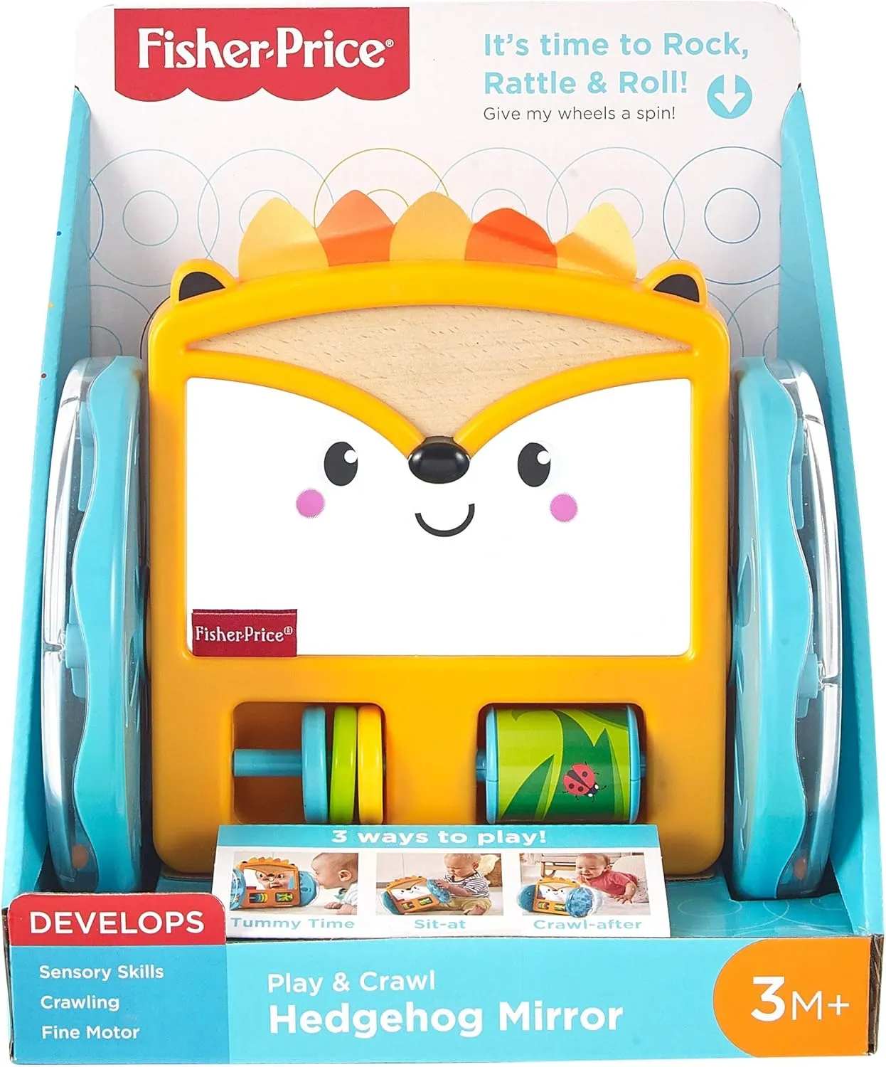 Fisher-Price Play & Crawl Hedgehog Mirror - Tummy Time, Crawling, and Sensory Toy for Babies 3 Months & Up