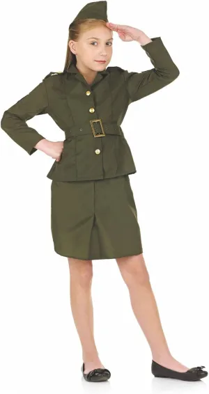 Fun Shack WW2 Army Girl Costume - Kids Size (FNK2969)