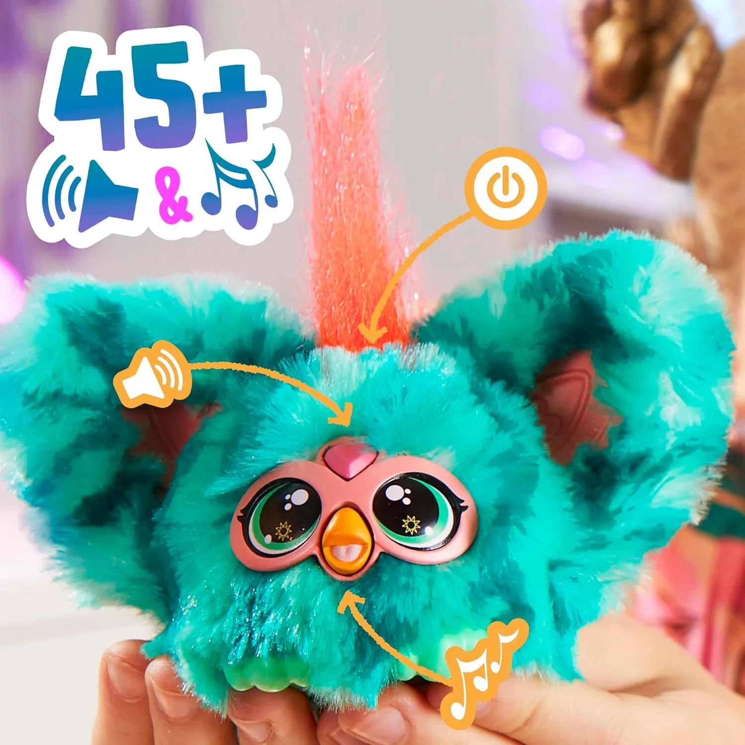 Furby Furblets Mello-Nee Mini Friend Electronic Plush Toy with Keychain Clip (F8894)