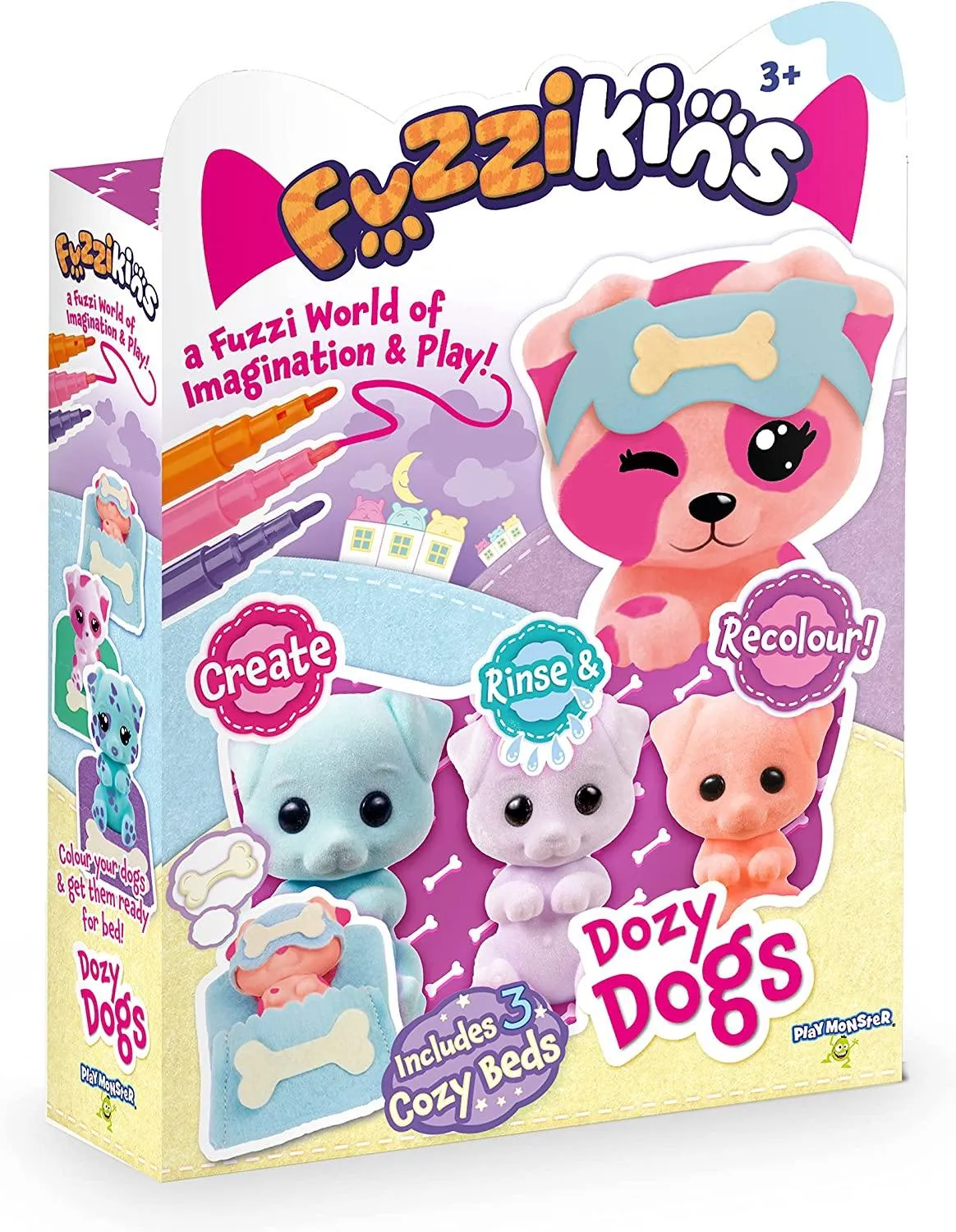 Fuzzikins Dozy Dogs Playset Creative Colouring Craft set with Cute Dog Family