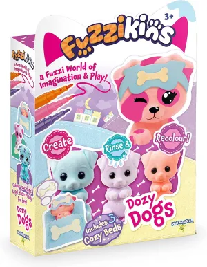 Fuzzikins Dozy Dogs Playset Creative Colouring Craft set with Cute Dog Family
