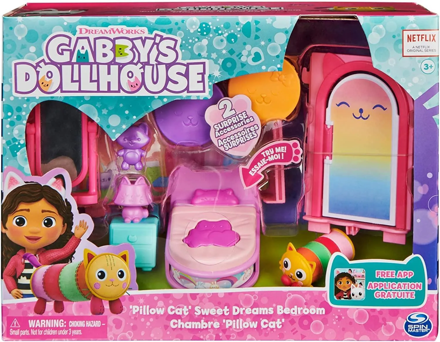 Gabby's Dollhouse Pillow Cat Sweet Dreams Bedroom