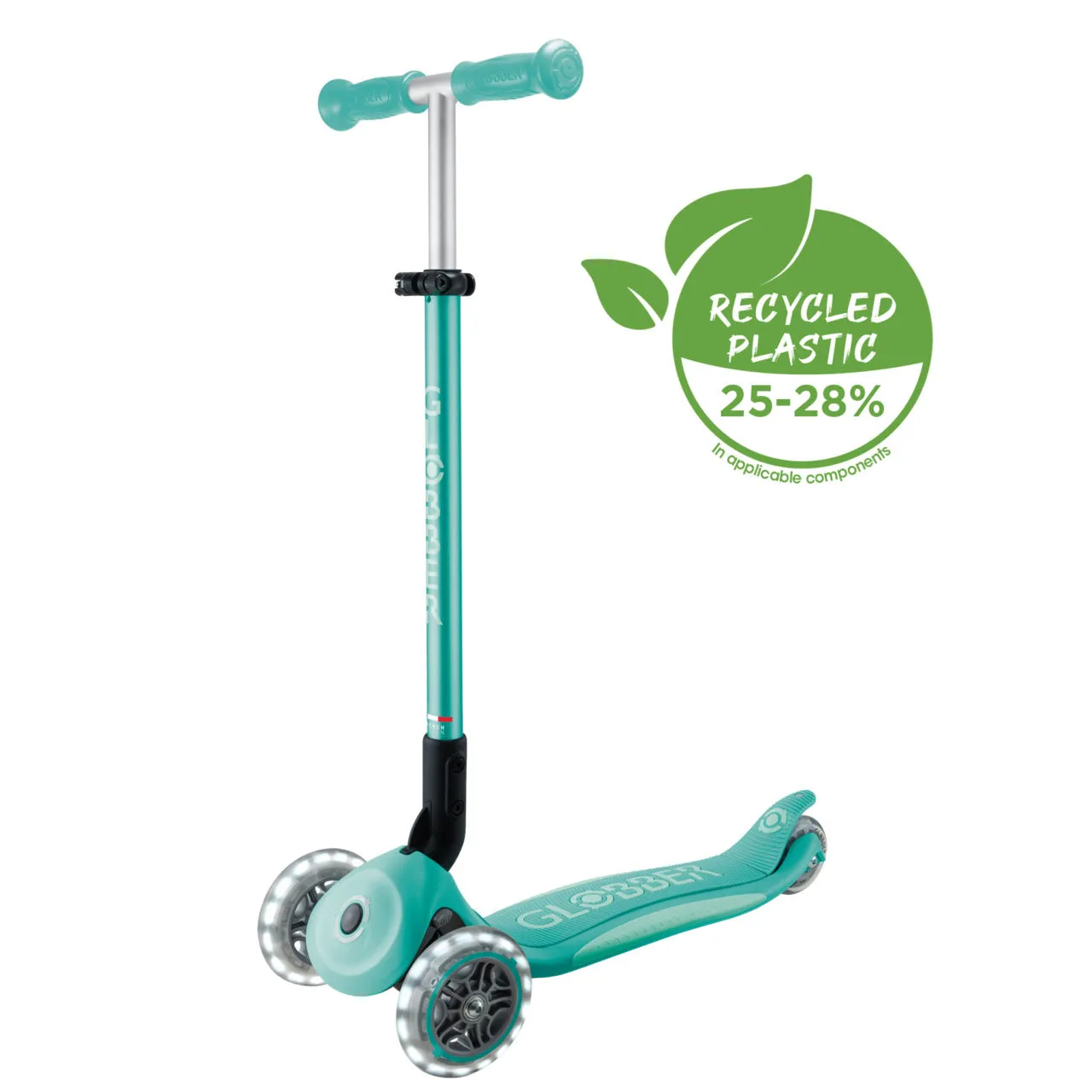 Globber Elite Lights Foldable Scooter - Dark Mint / Mint (3 - 9Y )