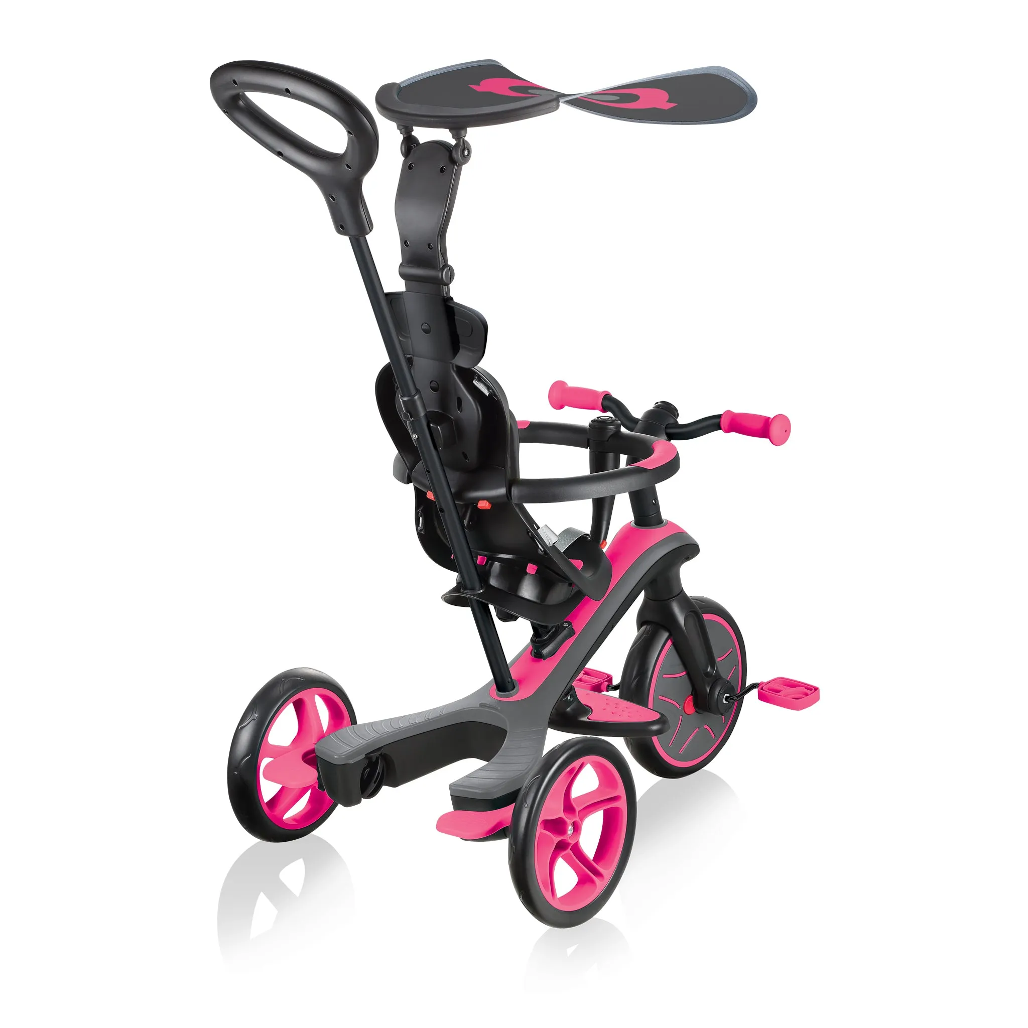 Globber Explorer Trike 4-In-1 - Fuchsia Pink (With Headrest) (10M - 5Y)