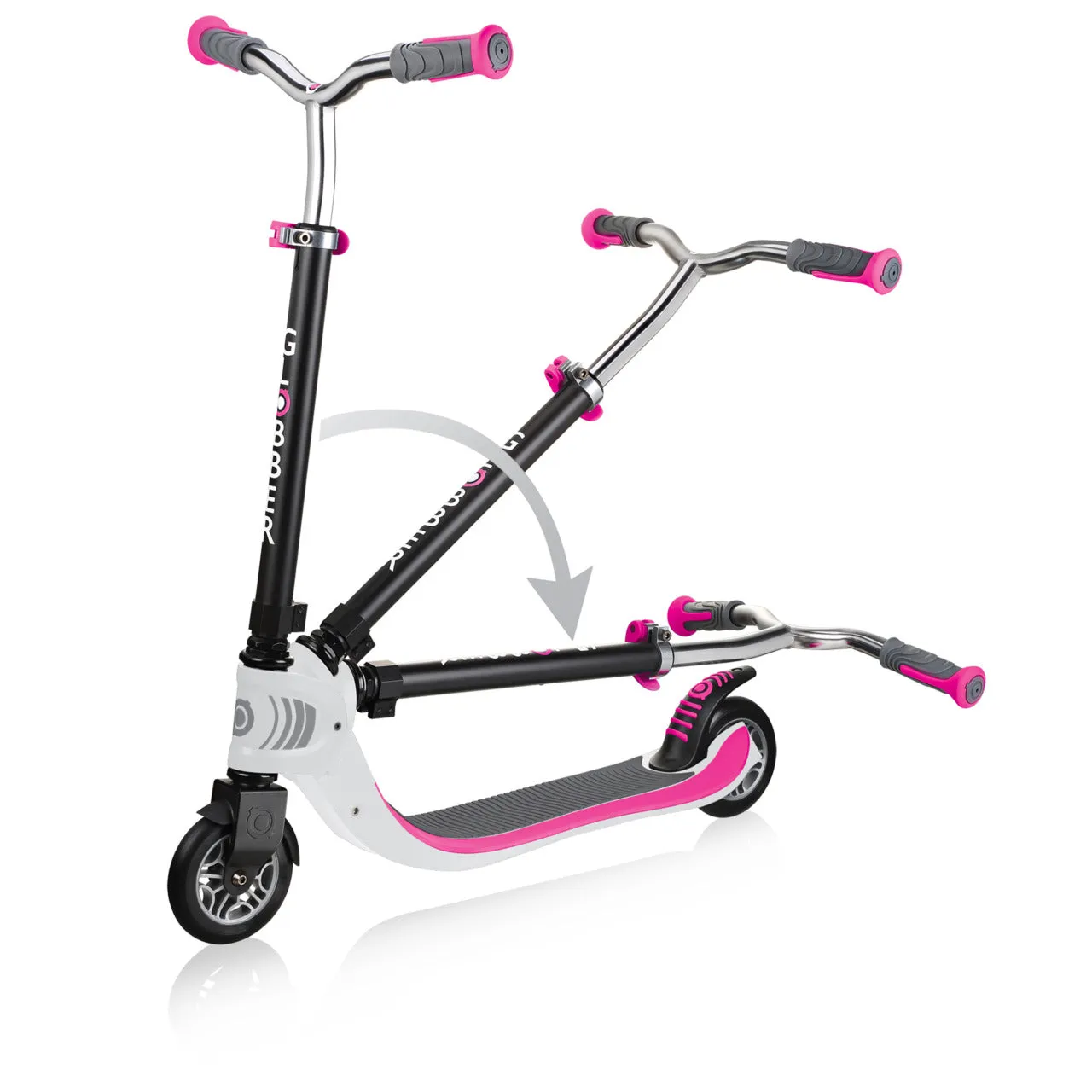 Globber Flow Foldable 125 Scooter - White / Pink (6Y )
