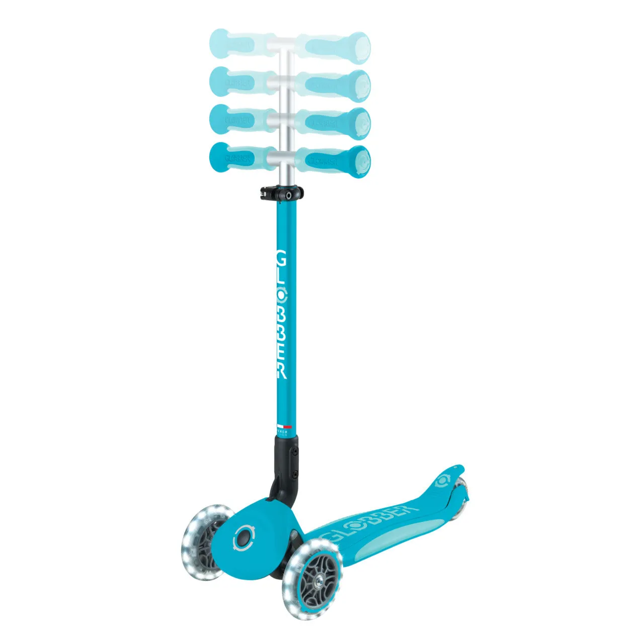 Globber Go Up Deluxe Lights 360 Foldable Scooter - Aqua (15M - 9Y )