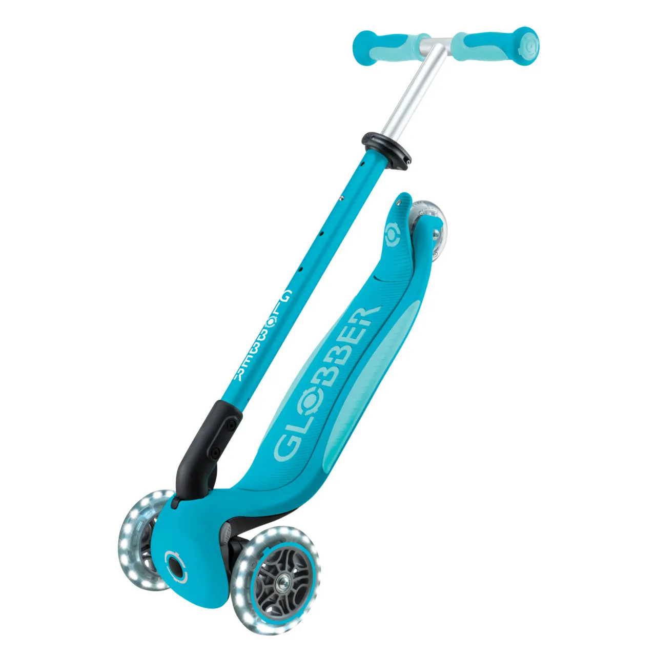 Globber Go Up Deluxe Lights 360 Foldable Scooter - Aqua (15M - 9Y )