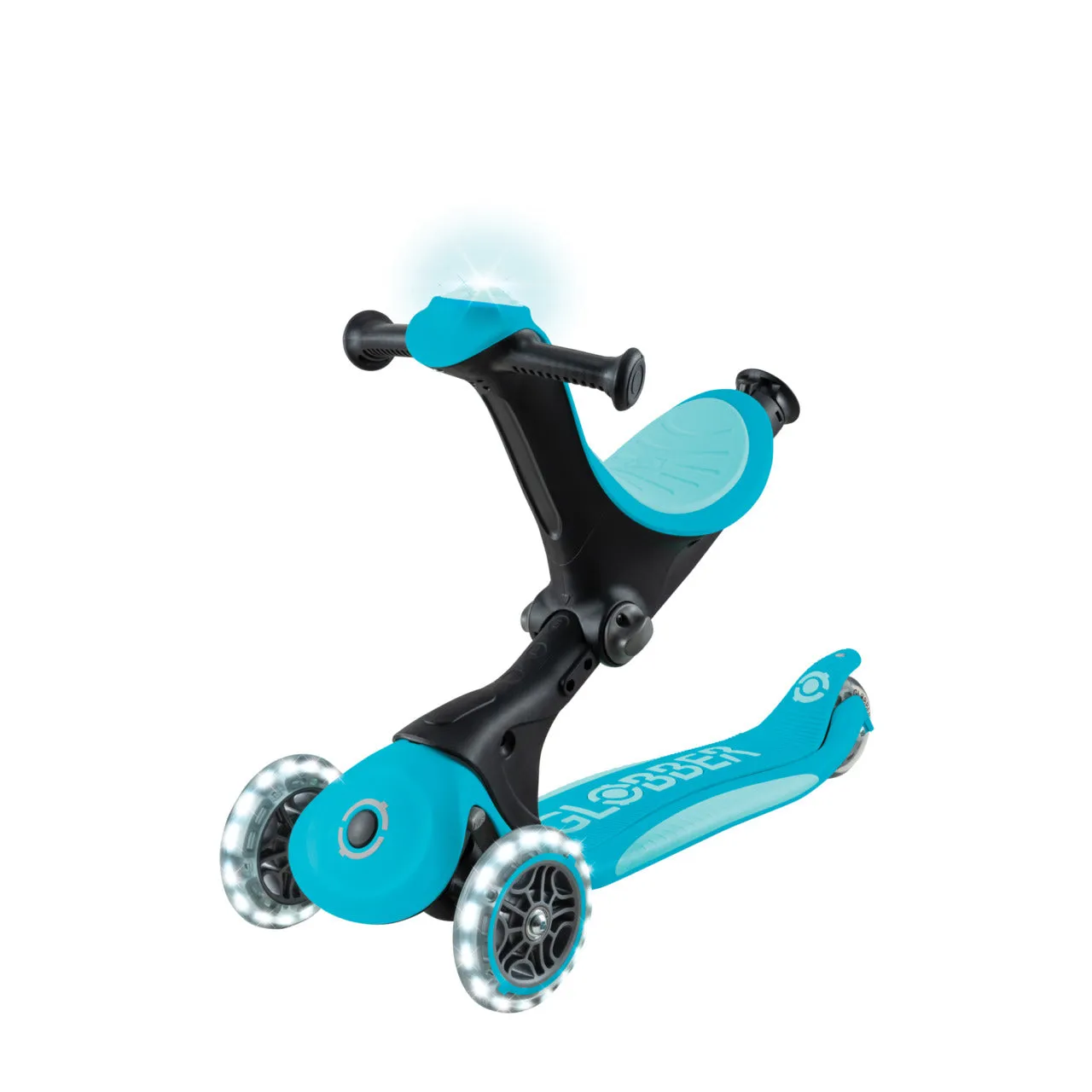 Globber Go Up Deluxe Lights 360 Foldable Scooter - Aqua (15M - 9Y )