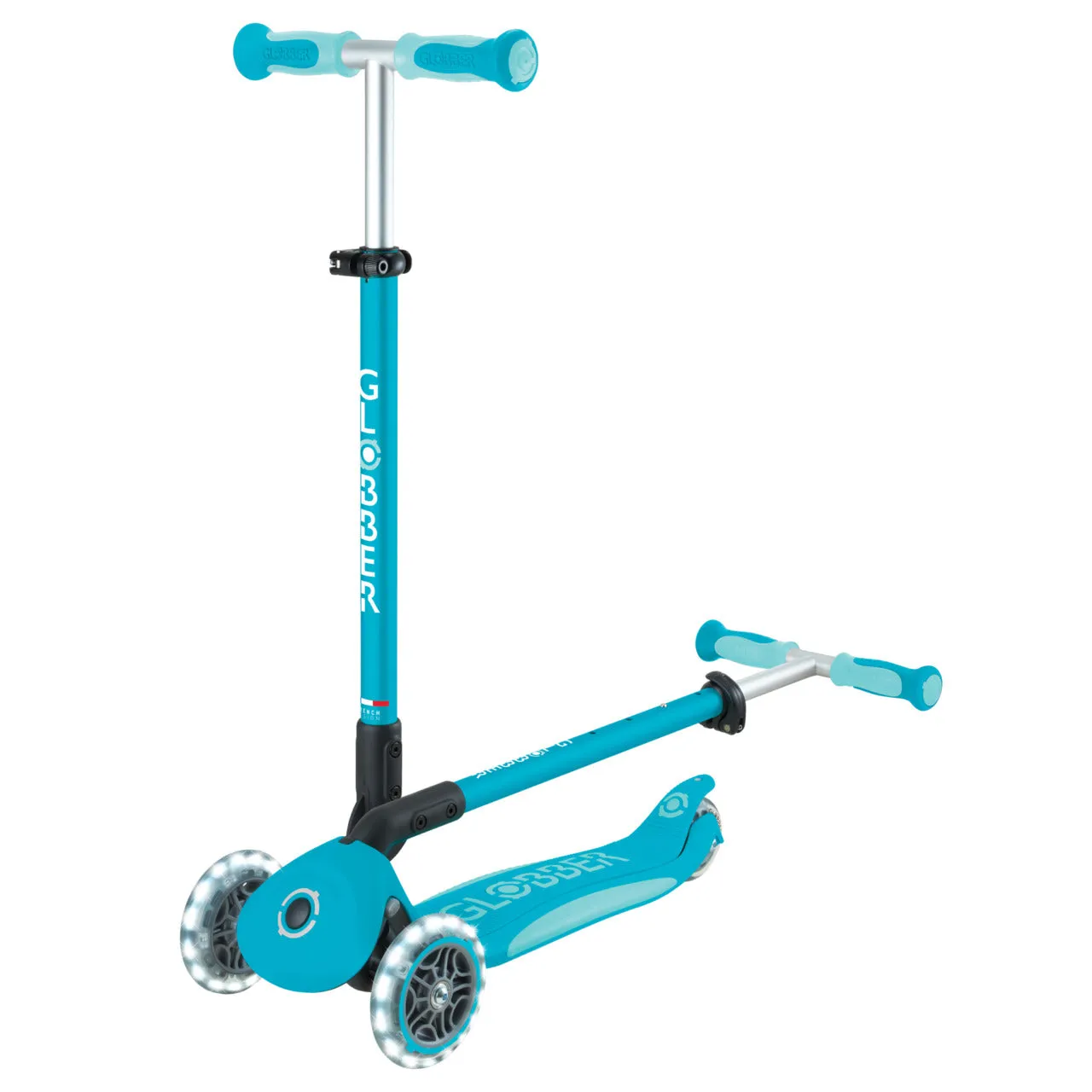 Globber Go Up Deluxe Lights 360 Foldable Scooter - Aqua (15M - 9Y )