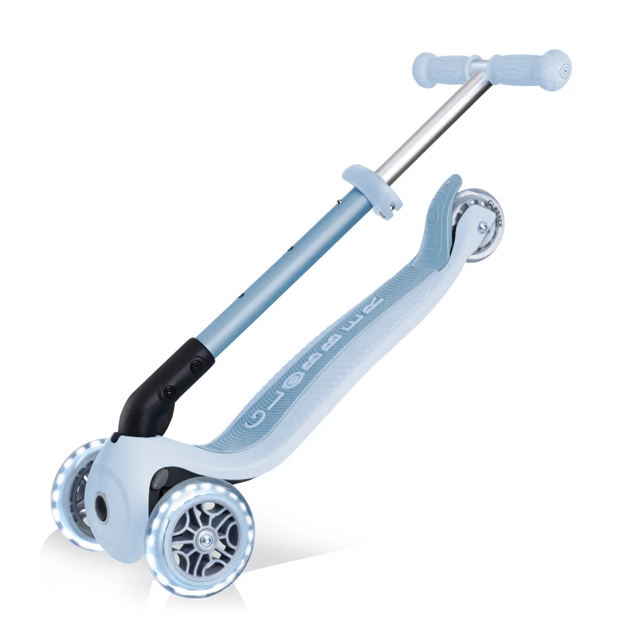Globber Junior Foldable Lights Ecologic Scooter - Blueberry (New Handlebar Grips) (2Y )