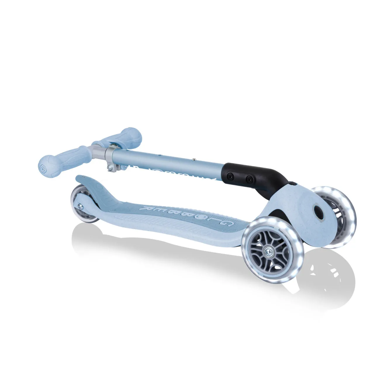 Globber Junior Foldable Lights Ecologic Scooter - Blueberry (New Handlebar Grips) (2Y )