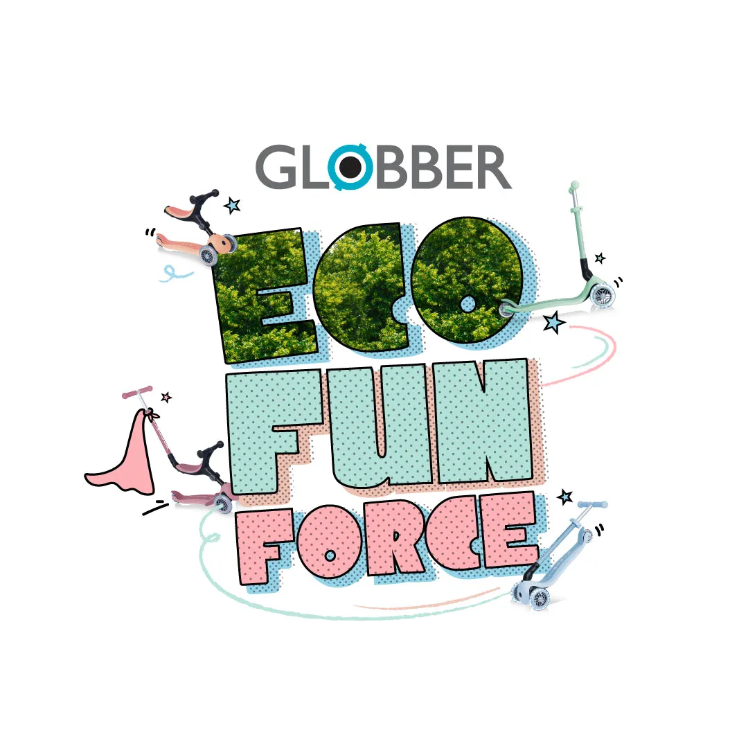 Globber Junior Foldable Lights Ecologic Scooter - Pistachio (New Handlebar Grips) (2Y )