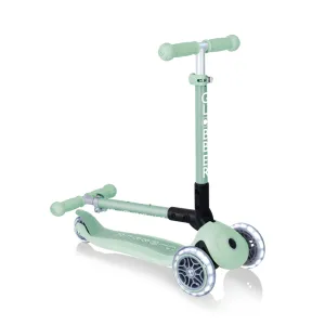 Globber Junior Foldable Lights Ecologic Scooter - Pistachio (New Handlebar Grips) (2Y )