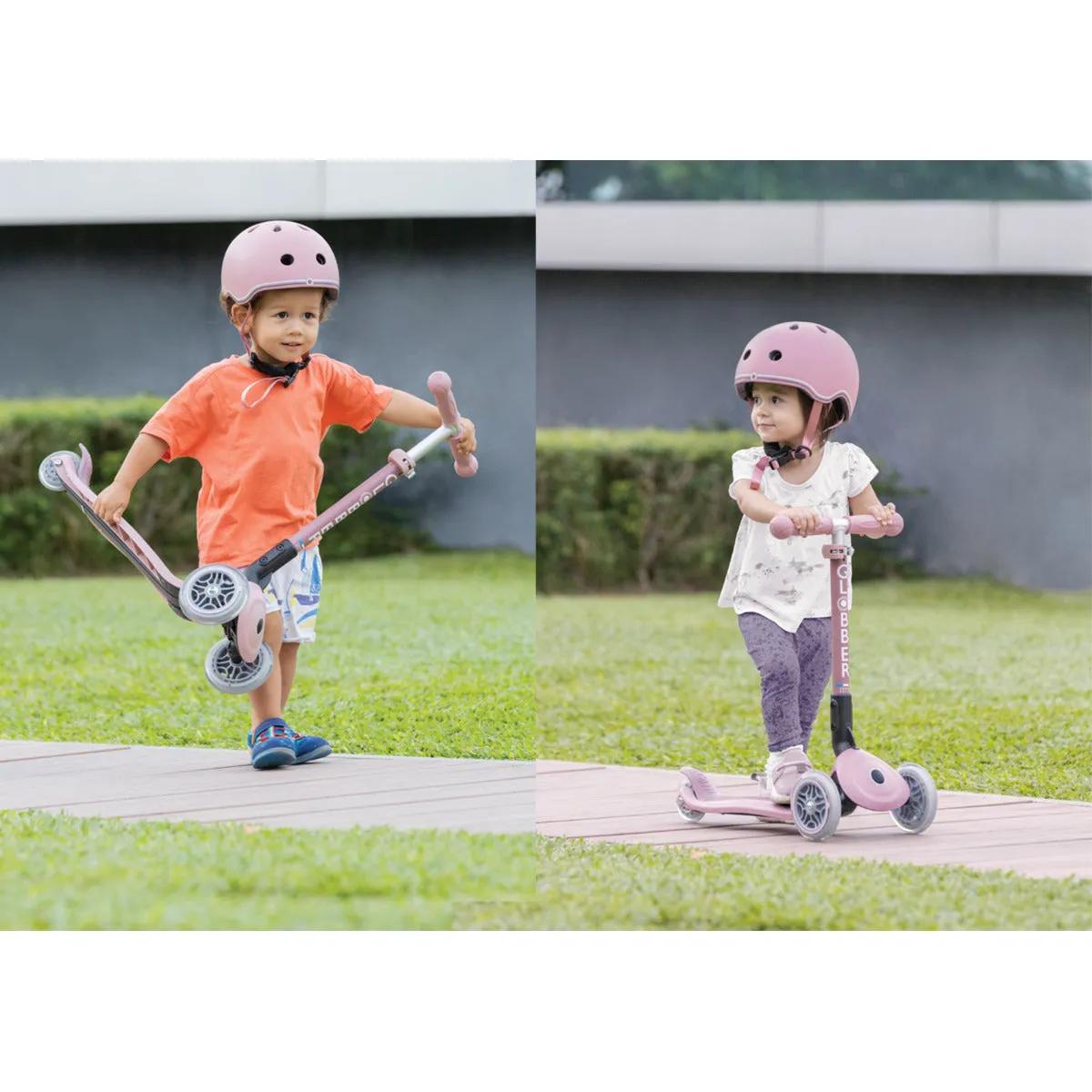Globber Junior Foldable Lights Ecologic Scooter - Pistachio (New Handlebar Grips) (2Y )