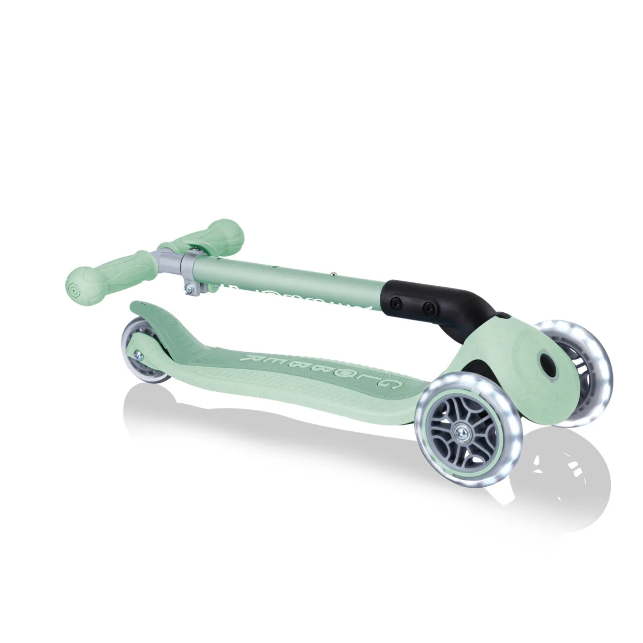 Globber Junior Foldable Lights Ecologic Scooter - Pistachio (New Handlebar Grips) (2Y )