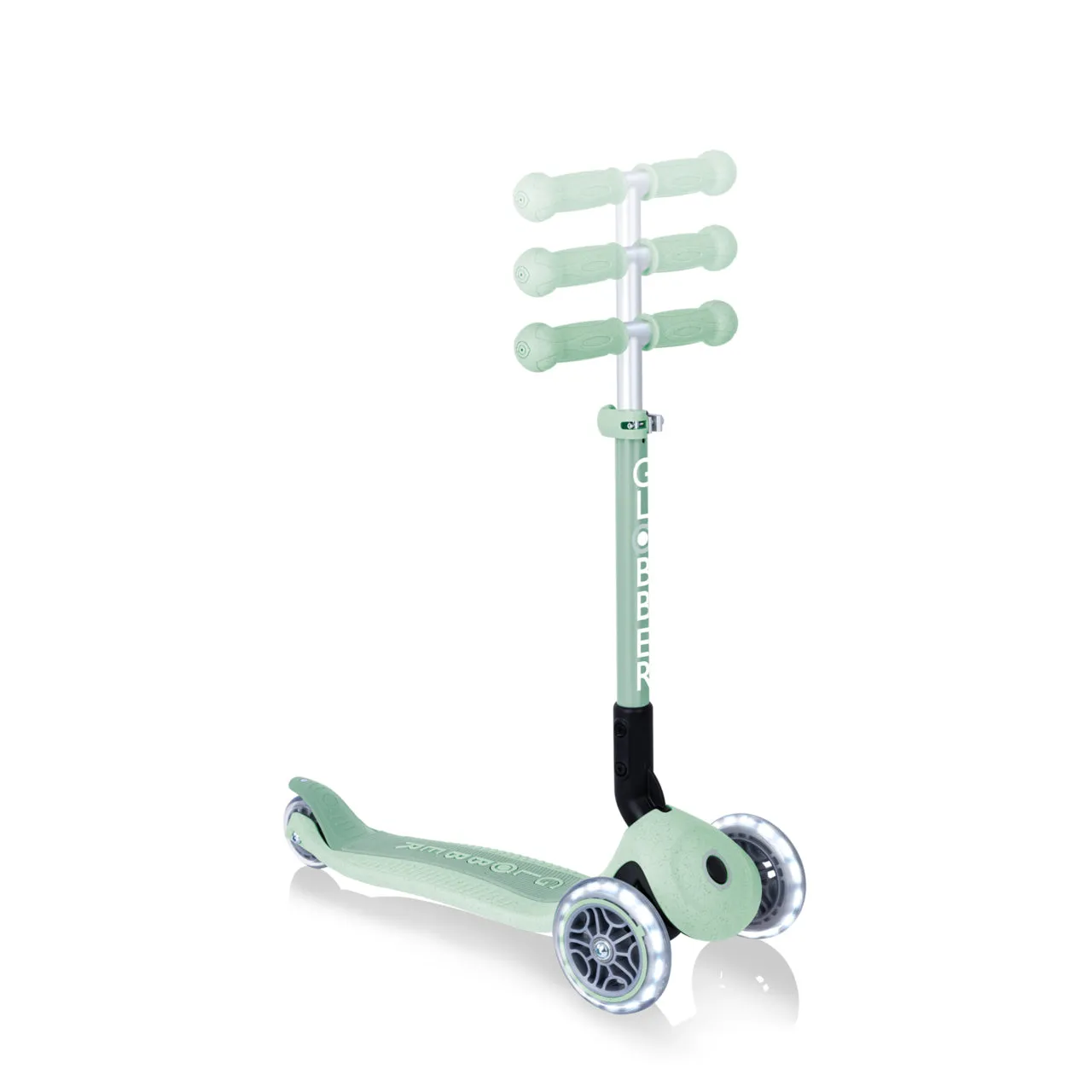 Globber Junior Foldable Lights Ecologic Scooter - Pistachio (New Handlebar Grips) (2Y )