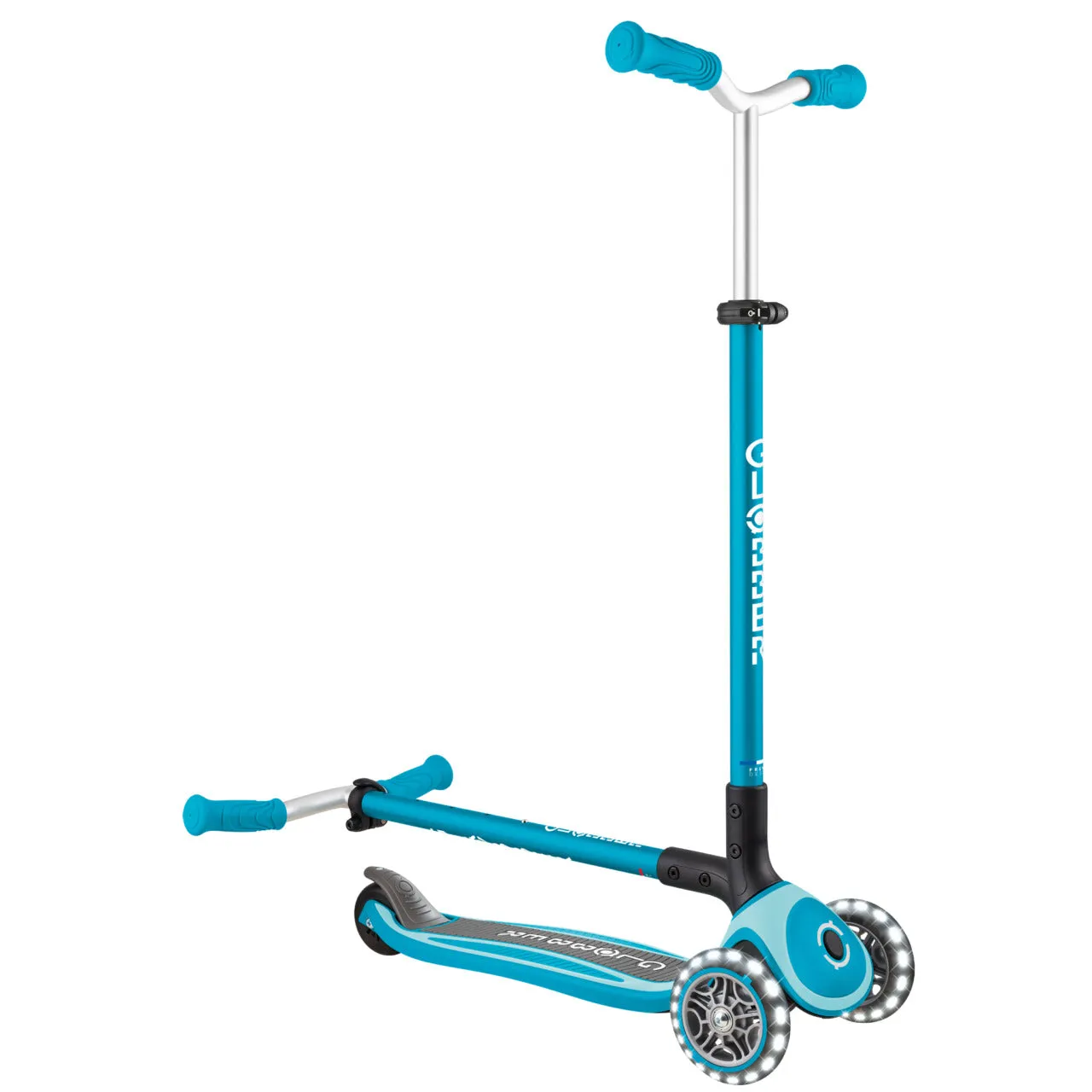 Globber Master Lights Foldable Scooter - Aqua (4 - 14Y)