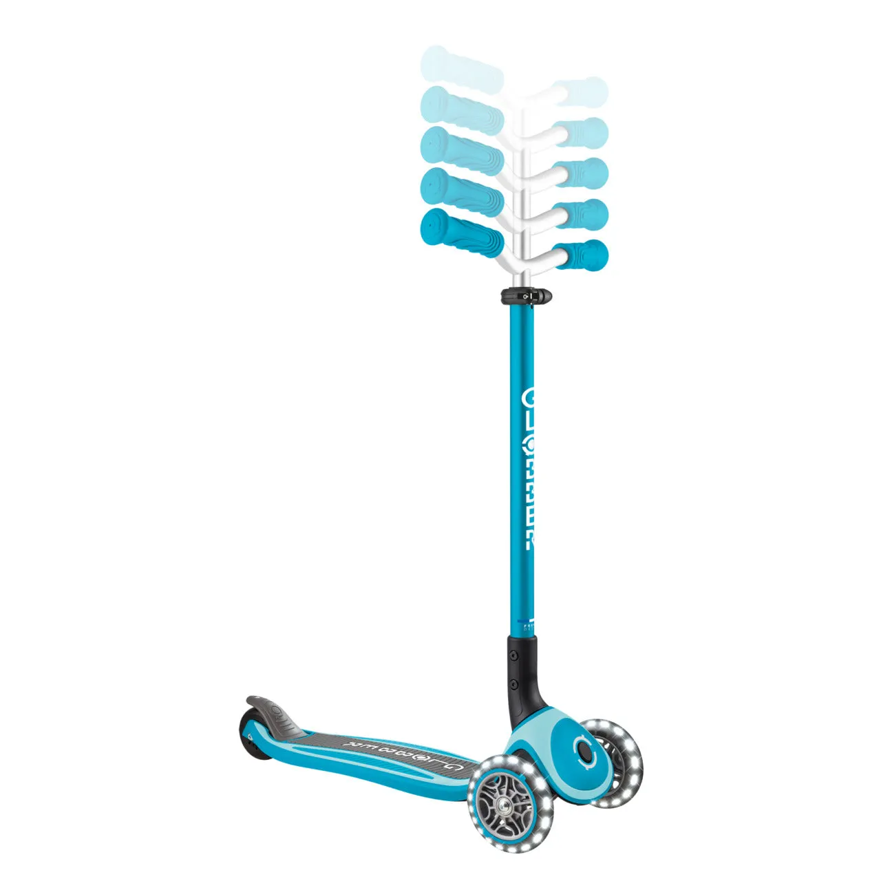 Globber Master Lights Foldable Scooter - Aqua (4 - 14Y)