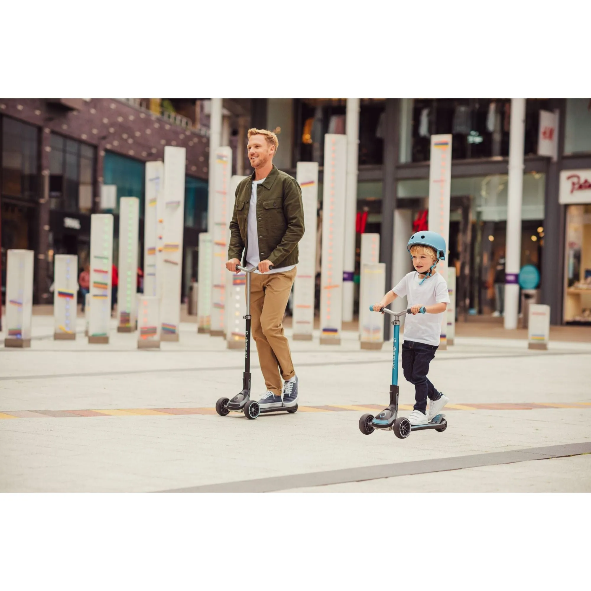 Globber Ultimum Lights Foldable Scooter - Black / Charcoal Grey (5Y )