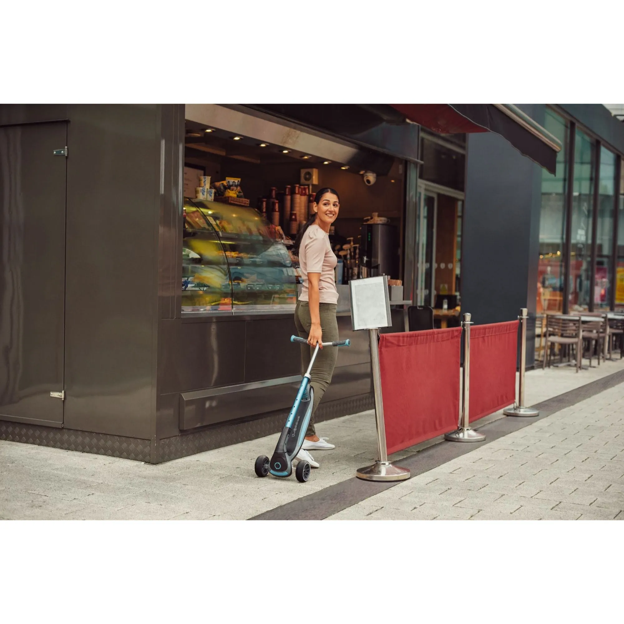 Globber Ultimum Lights Foldable Scooter - Black / Charcoal Grey (5Y )