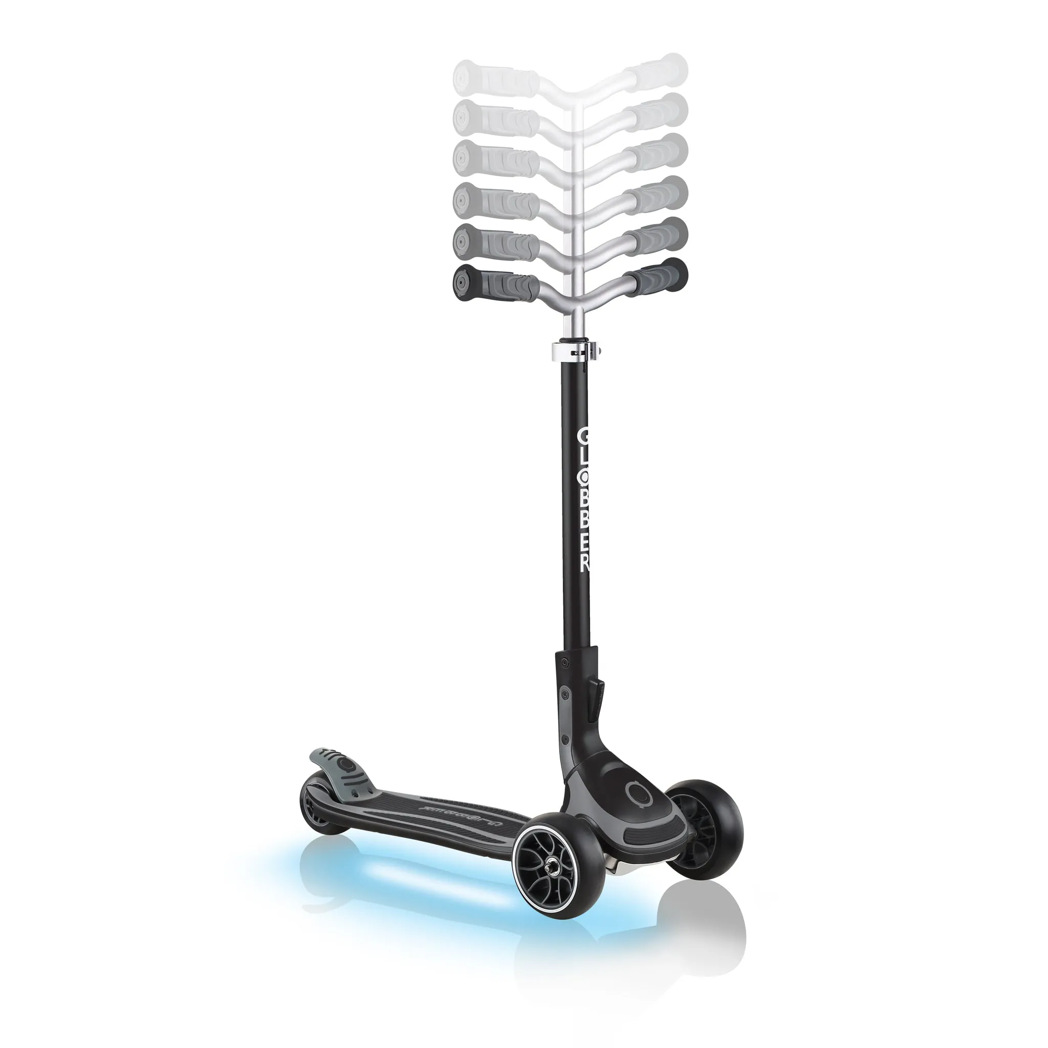 Globber Ultimum Lights Foldable Scooter - Black / Charcoal Grey (5Y )