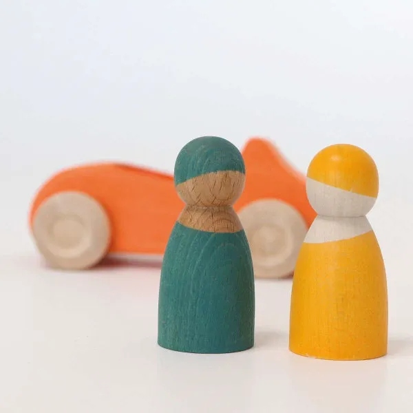 Grimm's | Convertible Car | Large | Orange with Two Friends