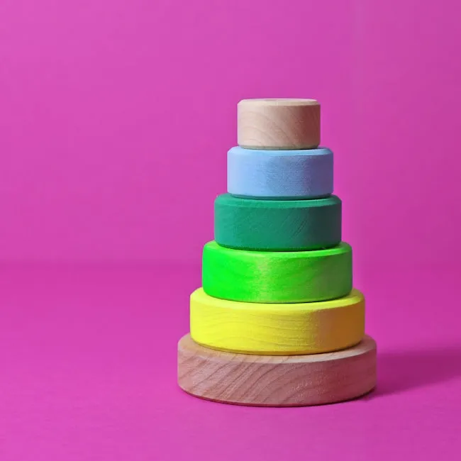 Grimm's | Small Conical Stacking Tower Neon Green
