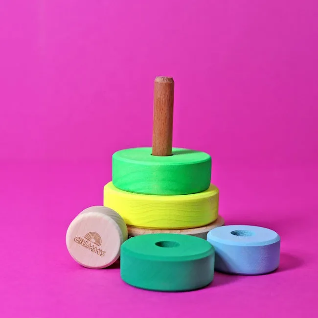 Grimm's | Small Conical Stacking Tower Neon Green