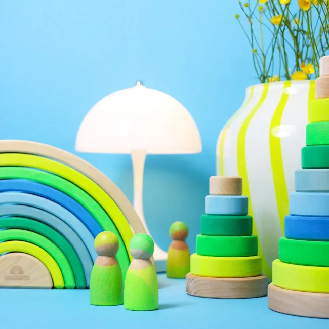 Grimm's | Small Conical Stacking Tower Neon Green