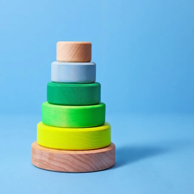 Grimm's | Small Conical Stacking Tower Neon Green