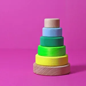 Grimm's | Small Conical Stacking Tower Neon Green