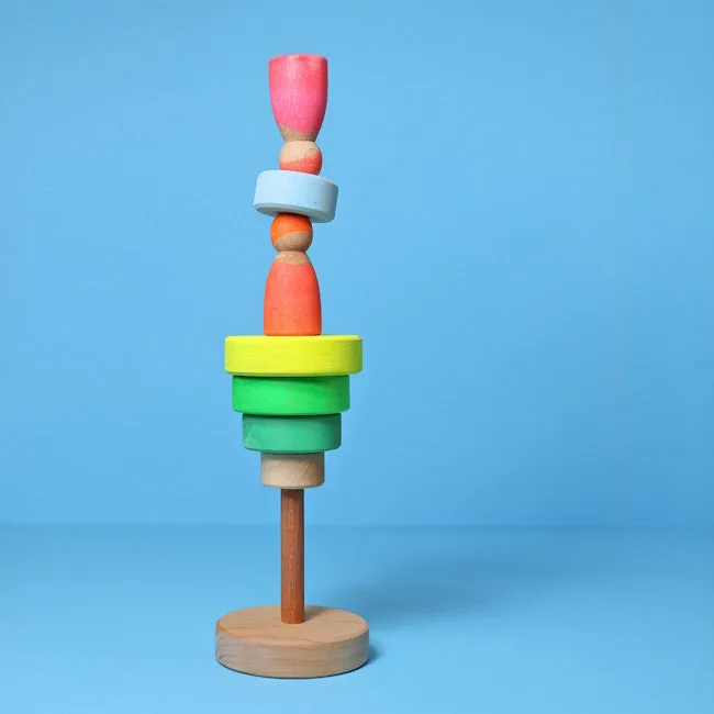 Grimm's | Small Conical Stacking Tower Neon Green