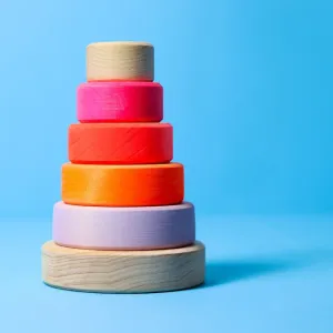 Grimm's | Small Conical Stacking Tower Neon Pink