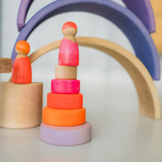 Grimm's | Small Conical Stacking Tower Neon Pink