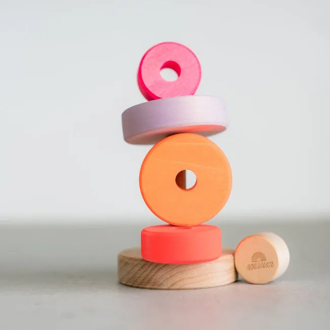 Grimm's | Small Conical Stacking Tower Neon Pink