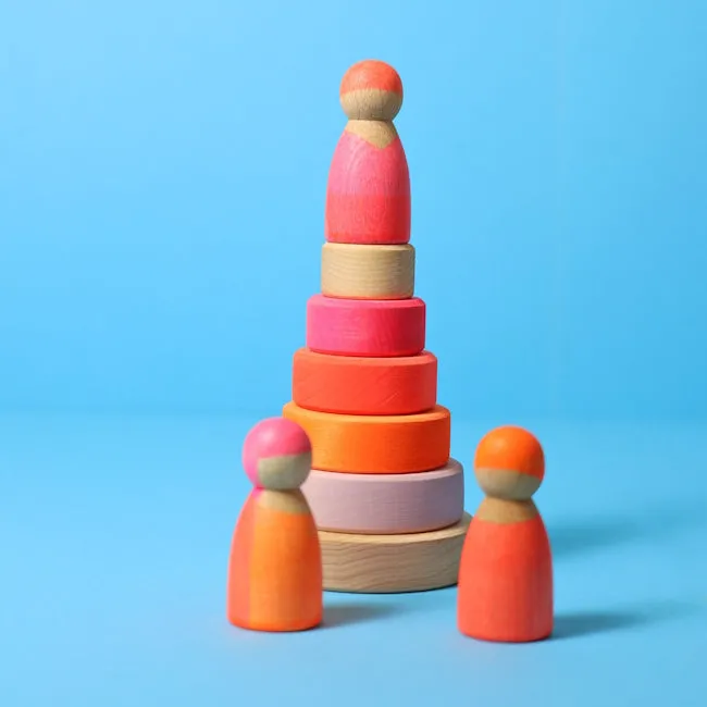 Grimm's | Small Conical Stacking Tower Neon Pink