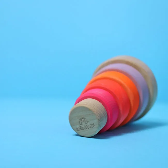 Grimm's | Small Conical Stacking Tower Neon Pink