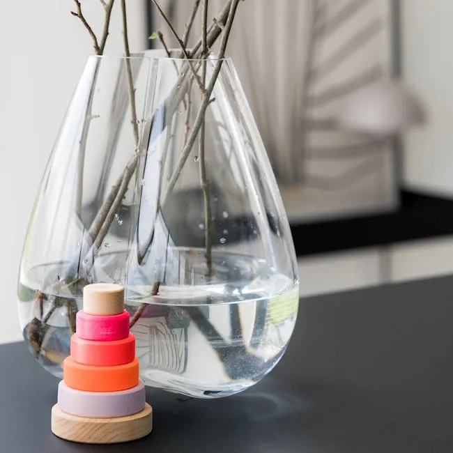 Grimm's | Small Conical Stacking Tower Neon Pink