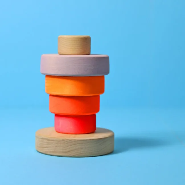 Grimm's | Small Conical Stacking Tower Neon Pink