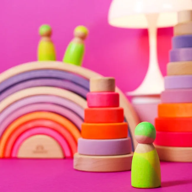 Grimm's | Small Conical Stacking Tower Neon Pink