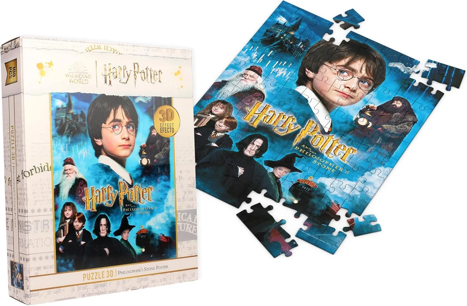 Harry Potter 3D Lenticular Jigsaw Puzzle - Philosopher's Stone 100-Piece Puzzle for Ages 3 